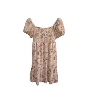 Franki by Francesca's Kids Floral Leopard Puff Sleeve Tie Back Dress Size 14